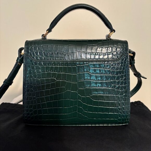 NEW YSL Calfskin Crocodile Embossed Mini Cassandra Gold Hardware with Dust Bag - Picture 4 of 14